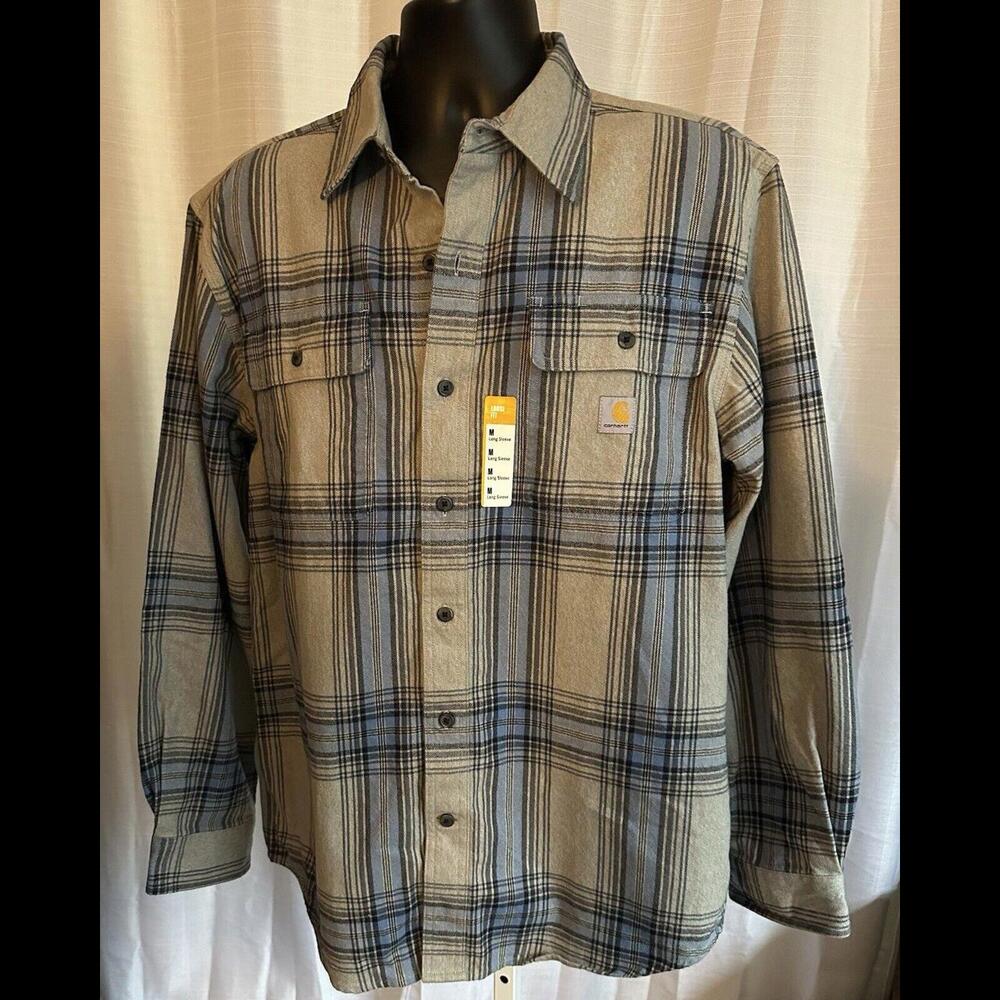 Carhartt Men's Flannel Loose Fit Heavyweight Long Sleeve Plaid Shirt 105947 M